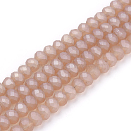 Electroplate Glass Beads Strands, Faceted, Matte Style, Rondelle, Dark Salmon, 8x6mm, Hole: 1mm, about 72pcs/strand, 17.3 inch(EGLA-S141-8mm-03G)