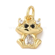 Brass Micro Pave Clear Cubic Zirconia Pendants, Real 18K Gold Plated, Mouse, 12x9x3mm, Hole: 3.2mm(KK-R162-015B-G)