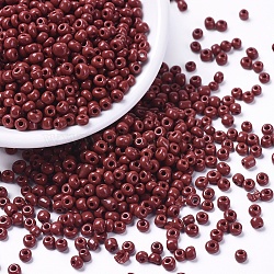 (Repacking Service Available) Glass Seed Beads, Opaque Colours Seed, Small Craft Beads for DIY Jewelry Making, Round, Coconut Brown, 6/0, 4mm, about 12g/bag(SEED-C019-4mm-46)