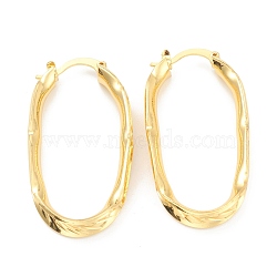 Brass Stud Earring Findings, Half Hoop Earrings, Oval, Real 18K Gold Plated, 41.5x21x5.5mm, Pin: 0.5mm(EJEW-O106-06G)