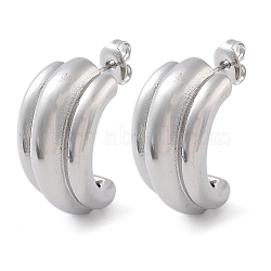 304 Stainless Steel Arch Stud Earrings, Half Hoop Earrings, Stainless Steel Color, 25x14mm(EJEW-P258-30P)