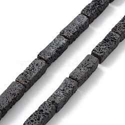 Natural Lava Rock Beads Strands, Frosted, Cuboid, 12~13x4.5~5x4.5~5mm, Hole: 1mm, about 31pcs/strand, 15.75''(40cm)(G-H303-C05)
