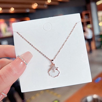 Acrylic with Rhinestone Pendant Necklaces, Titanium Steel Cable Chain Necklaces , Shell Shape,  8.27~19.69 inch(21~50cm) 