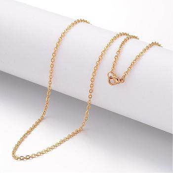 Ion Plating(IP) 304 Stainless Steel Necklace, Cable Chains, with Lobster Clasps, Golden, 23.6 inch(60cm), 2mm