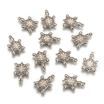 201 Stainless Steel Tortoise Pendants, Stainless Steel Color, 19.5x13x3.5mm, Hole: 1.5mm