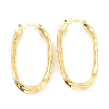 Brass Stud Earring Findings, Half Hoop Earrings, Oval, Real 18K Gold Plated, 41.5x21x5.5mm, Pin: 0.5mm