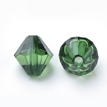 Transparent Acrylic Beads, Bicone, Dark Green, 6x5.5mm, Hole: 1.5mm, about 6120pcs/500g