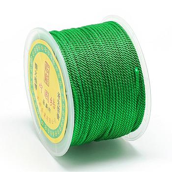 Nylon Threads, Milan Cords/Twisted Cords, Green, 1.5~2mm, about 54.68 yards(50m)/roll