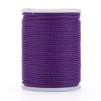 Round Waxed Polyester Cord, Taiwan Waxed Cord, Twisted Cord, Purple, 1mm, about 12.02 yards(11m)/roll
