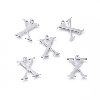 304 Stainless Steel Charms, Greek Alphabet, Stainless Steel Color, Letter.C, 14x12x1mm, Hole: 1.2mm