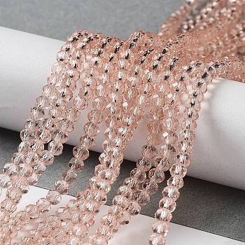 Glass Beads Strands, Faceted, Rondelle, Salmon, 3.5x3mm, Hole: 0.4mm, about 123~127pcs/strand, 13.78 inch~14.17 inch(35~36cm)