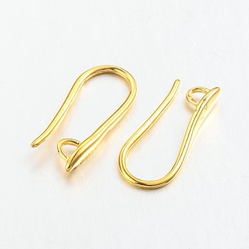 Brass Earring Hooks for Earring Designs, Ear Wire, with Horizontal Loop, Lead Free & Cadmium Free, Golden, 20.5x8.5x2.5mm, Hole: 2mm, Pin: 1mm