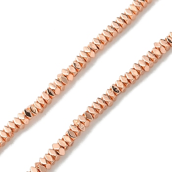Electroplated Synthetic Non-Magnetic Hematite Beads Strands, Square, Rose Gold Plated, 2x2x1mm, Hole: 0.7mm, about 410pcs/strand, 16.14''(41cm)