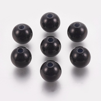 ABS Plastic Imitation Pearl Beads, Round, Black, 18mm, Hole: 2.6mm, about 170pcs/500g