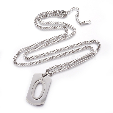 304 Stainless Steel Split Initial Pendant Necklaces(NJEW-L152-03O)-1