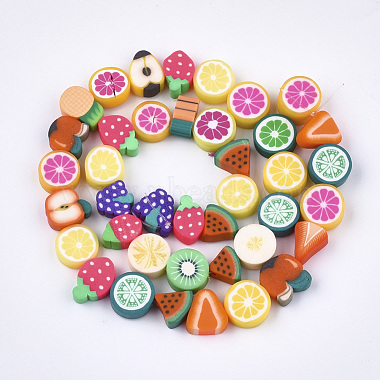 Handmade Polymer Clay Beads Strands, Fruit Theme, Mixed Shapes, Mixed  Color, 7~11x8~12x3~7mm, Hole: 1~1.2mm, about 40pcs/strand, 14.5 inch