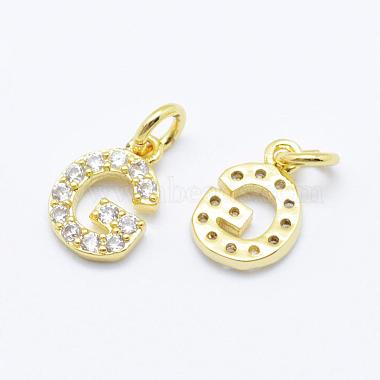 Real Gold Plated Alphabet Brass+Cubic Zirconia Charms