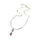 5шт 5 стильных натуральных и синтетических смешанных драгоценных камня овальные ожерелья с подвесками набор(NJEW-JN04123)-2