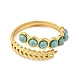 Synthetic Turquoise Beaded Open Cuff Ring(RJEW-G293-01C)-2
