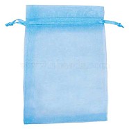 Organza Gift Bags with Drawstring, Jewelry Pouches, Wedding Party Christmas Favor Gift Bags, Sky Blue, 12x9cm(OP-R016-9x12cm-08)