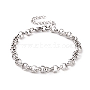 304 Stainless Steel Rolo Chain Bracelet for Men Women, Stainless Steel Color, 7 inch(17.7cm), Link: 6x2mm(BJEW-E031-06P-03)
