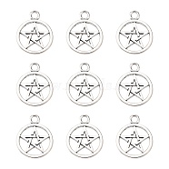 Tibetan Style Alloy Pentagram Pendants, Cadmium Free & Lead Free, Antique Silver, 26x21x2mm, Hole: 3mm(PALLOY-2739-AS-LF)