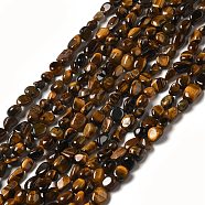 Natural Tiger Eye Beads Strands, Nuggets, 7~14x4~8x4~7mm, Hole: 1mm, about 44~50pcs/strand, 38.5~39.5cm(G-I351-A03)