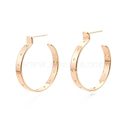Ion Plating(IP) Brass Circle Stud Earring, Half Hoop Earrings for Women, Nickel Free, Real 18K Gold Plated, 30x34.5x4.5mm, Pin: 0.8mm(EJEW-C047-02G)