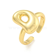 Brass Letter Open Cuff Rings for Women, Adjustable, Real 18K Gold Plated, Letter D, 15~16.5x7~16.5mm(RJEW-G313-01D-G)