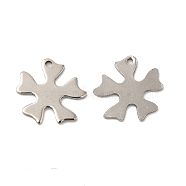 201 Stainless Steel Charms, Flower Charm, Stainless Steel Color, 13x13x0.75mm, Hole: 1mm(STAS-P320-21P)