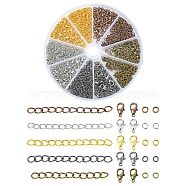 100Pcs 5 Color Iron Ends with Twist Chains, with 100Pcs Zinc Alloy Lobster Claw Clasps & 25G Brass Jump Rings, Mixed Color, 50x3.5mm, 20Pcs/color(DIY-FS0003-54)