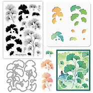 1Pc Autumn Theme Carbon Steel Cutting Dies Stencils, with 1 Sheet PVC Plastic Stamps and 1Pc PET Hollow out Drawing Painting Stencils Sets, Leaf Pattern, 9~16x9.5~13x0.08~0.3cm(DIY-GL0003-78)