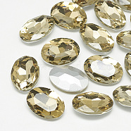 Pointed Back Glass Rhinestone Cabochons, Back Plated, Faceted, Oval, Coffee, 8x6x3mm(RGLA-T080-6x8mm-04)