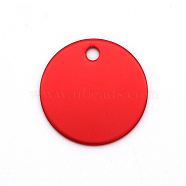 Colored Aluminum Pendants, Laser Cut, Double Sided Dog Pet Name Phone Number ID Tag Charm, Flat Round, Red, 25x1mm, Hole: 3mm(ALUM-S018-JA632-10)