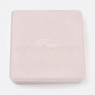 Square Plastic Covered with Velvet Necklace Boxes, Lavender Blush, 19x19x3.8cm(NDIS-K001-06)