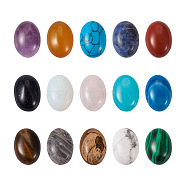 Kissitty 30pcs 15 Style Natural & Synthetic Gemstone Cabochons, Oval, 18x13x5~7mm, 2pcs/style(G-KS0001-08)