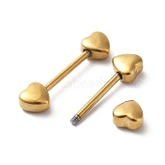 201 Stainless Steel Heart Nose Bone Rings with 304 Stainless Steel Pins, Nose Pin Studs Piercing Jewelry, Golden, 29x7x4mm, Pin: 1.5mm(AJEW-P109-02G)