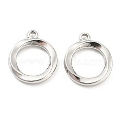 304 Stainless Steel Pendants, Ring Charms, Stainless Steel Color, 16x14x2mm, Hole: 1.5mm(STAS-I202-20P)
