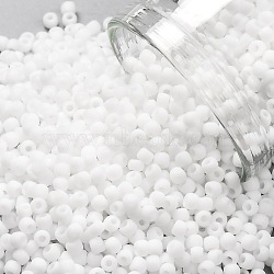 TOHO Round Seed Beads, Japanese Seed Beads, (41F) Opaque Frost White, 11/0, 2.2mm, Hole: 0.8mm, about 1103pcs/10g(X-SEED-TR11-0041F)