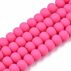 Handmade Polymer Clay Beads Strands, for DIY Jewelry Crafts Supplies, Round, Hot Pink, 7x5.5mm, Hole: 1.6mm, about 69pcs/strand, 15.75 inch~16.14 inch(40~41cm)(CLAY-N008-053-09)