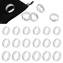 18Pcs 3 Size 201 Stainless Steel Grooved Finger Ring Settings, Ring Core Blank, for Inlay Ring Jewelry Making, Stainless Steel Color, Inner Diameter: 20~22mm, 6Pcs/size(STAS-UN0042-68)