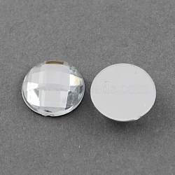 Acrylic Rhinestone Cabochons, Flat Back, Faceted, Half Round, Clear, 25x8mm, about 100pcs/bag(GACR-R002-25mm-08)