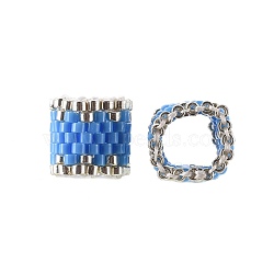 MIYUKI & TOHO Handmade Japanese Seed Beads, Loom Pattern, Ring, Cornflower Blue, 14~15x9.5~10x3.5~4mm(SEED-A027-J10)