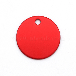 Colored Aluminum Pendants, Laser Cut, Double Sided Dog Pet Name Phone Number ID Tag Charm, Flat Round, Red, 25x1mm, Hole: 3mm(ALUM-S018-JA632-10)