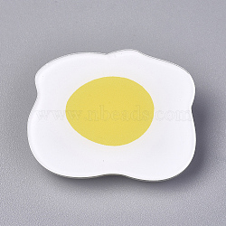Acrylic Badges Brooch Pins, Cute Lapel Pin, for Clothing Bags Jackets Accessory DIY Crafts, Fried Egg, Yellow, 31x38x8.5mm, Pin: 0.8mm(JEWB-E676-30)