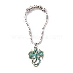 Iron Shower Curtain Rings for Bathroom, with Alloy Pendents, Dragon, Antique Bronze & Green Patina, 113mm(AJEW-JB01182-04)