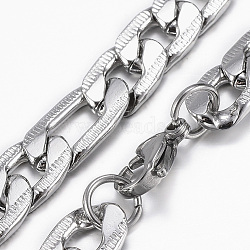 Trendy Men's Figaro Chain Necklaces, 304 Stainless Steel Chain Necklaces, with Lobster Claw Clasp, Stainless Steel Color, 27.55 inch(70cm), mm(NJEW-L450-06E)