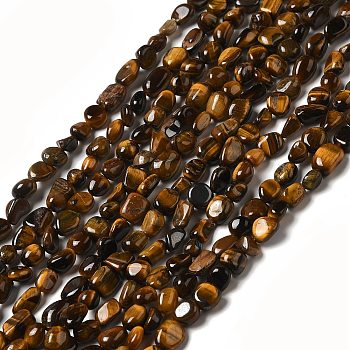 Natural Tiger Eye Beads Strands, Nuggets, 7~14x4~8x4~7mm, Hole: 1mm, about 44~50pcs/strand, 38.5~39.5cm