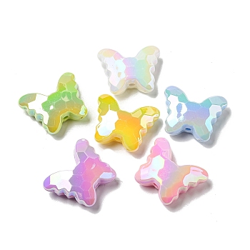 UV Plating Acrylic Bead, Faceted, Butterfly, Mixed Color, 24x30x10mm, Hole: 2.5mm