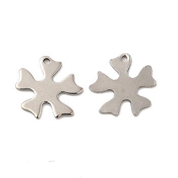 201 Stainless Steel Charms, Flower Charm, Stainless Steel Color, 13x13x0.75mm, Hole: 1mm